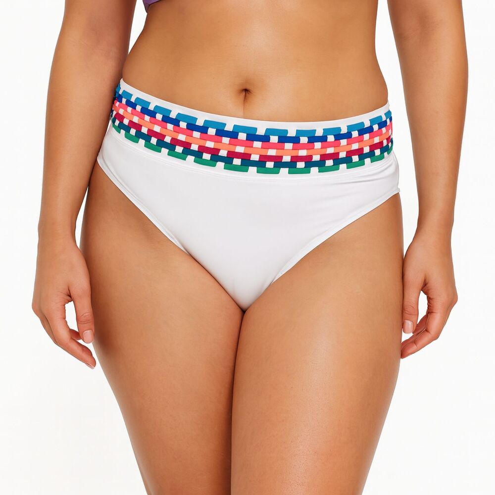 La Blanca Bikini Swim Bottom Vibrant Waistband White 14